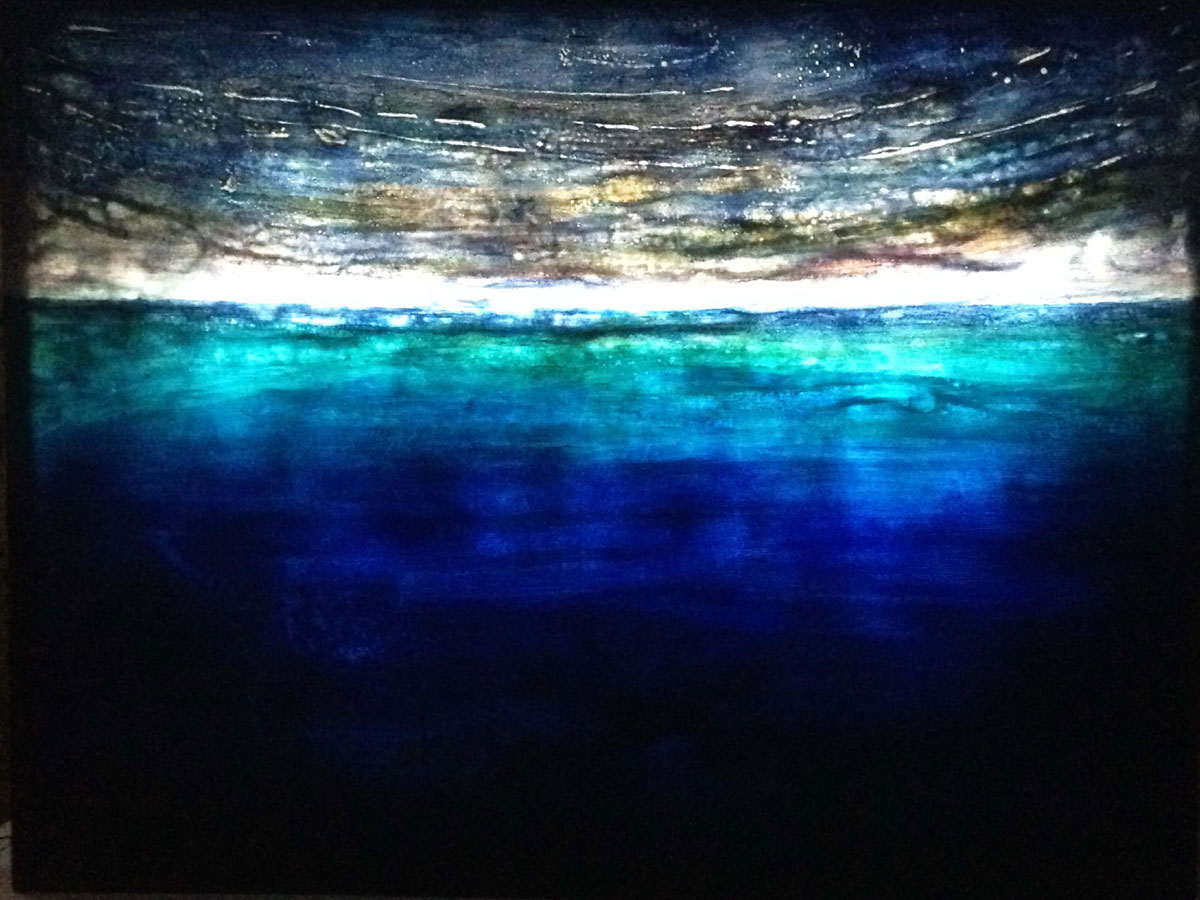 N°2, 2015, Plexi, papier japon, cire, pigments, retro-éclairé, 104 x 136 cm