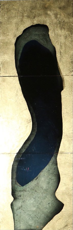 Pièce n°9, or, rétro-éclairée, 88 x 30 cm, 2014