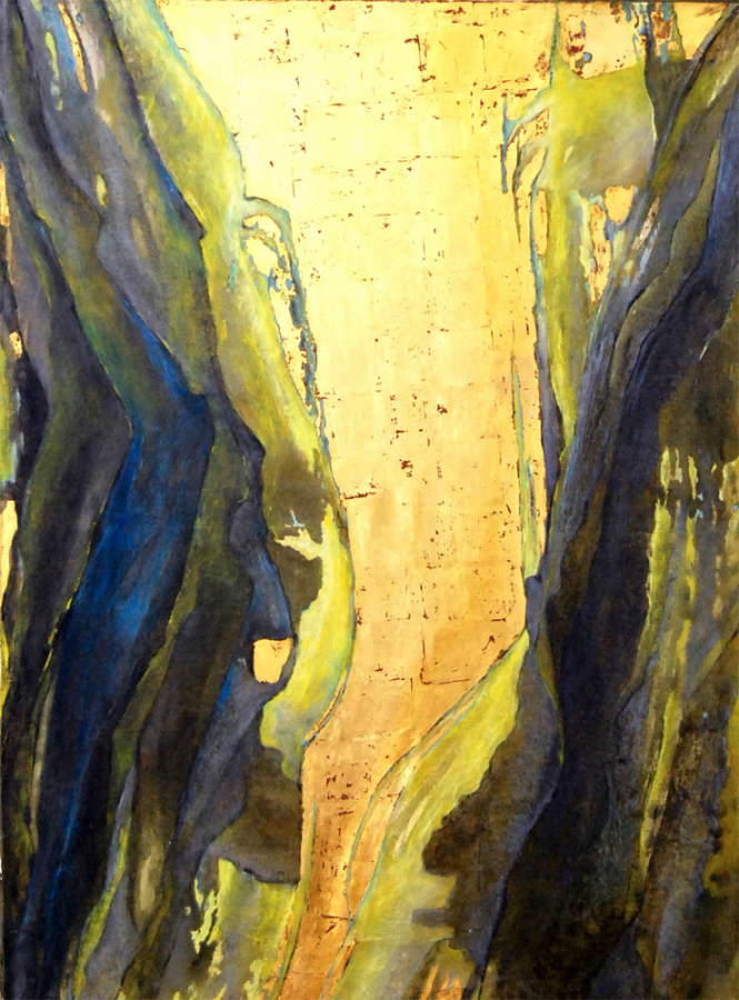 Encre cire or sur papier marouflé sur toile,100 x 136 cm, 2013